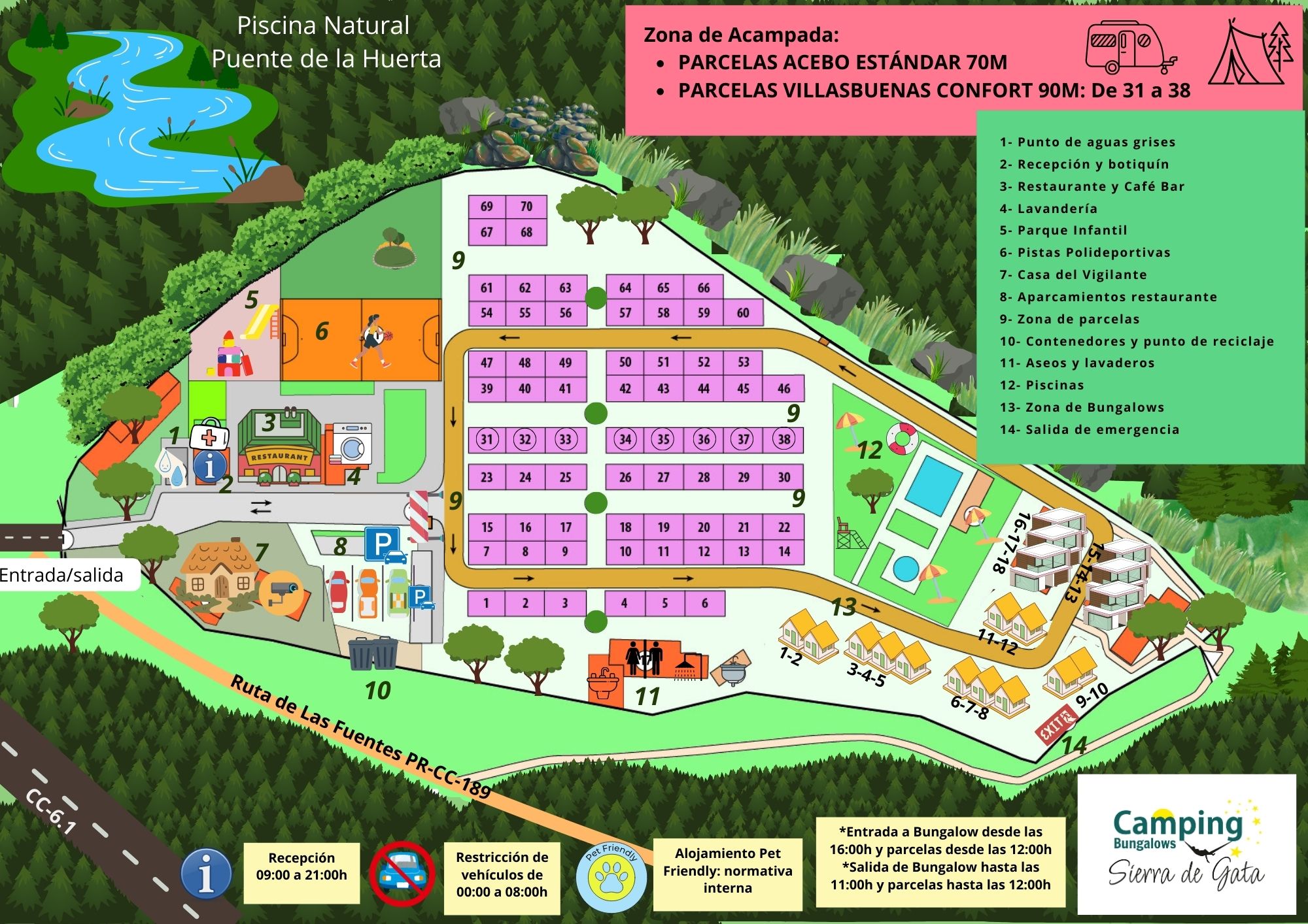 Plano Camping Bungalow Sierra de Gata